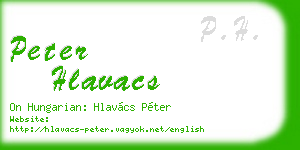 peter hlavacs business card